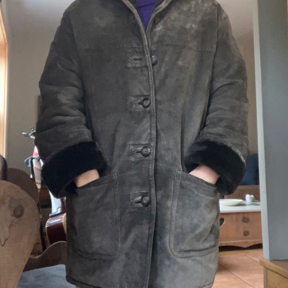 Vintage Fairweather Suede + Faux Fur Winter Coat (Size Small) - Picture 12 of 13